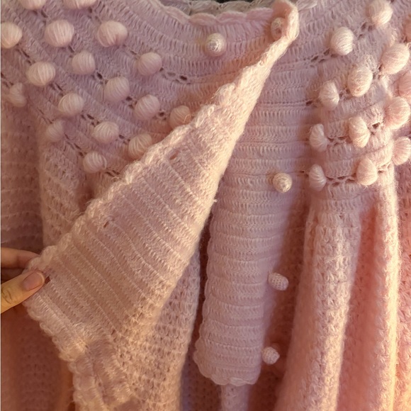 Vintage 70s chunky knit Pom Pom sweater cardigan - Picture 5 of 5